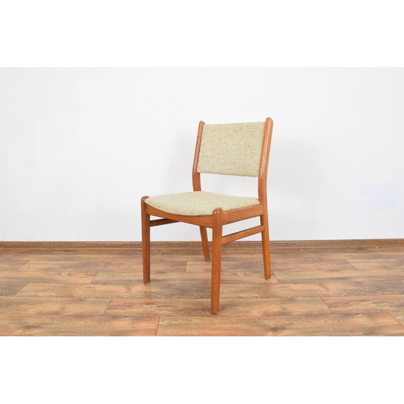 Suite de 4 chaises vintage danoises en teck et laine beige 1960