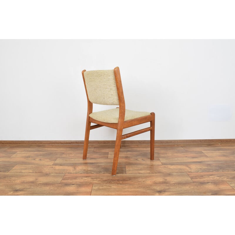 Suite de 4 chaises vintage danoises en teck et laine beige 1960