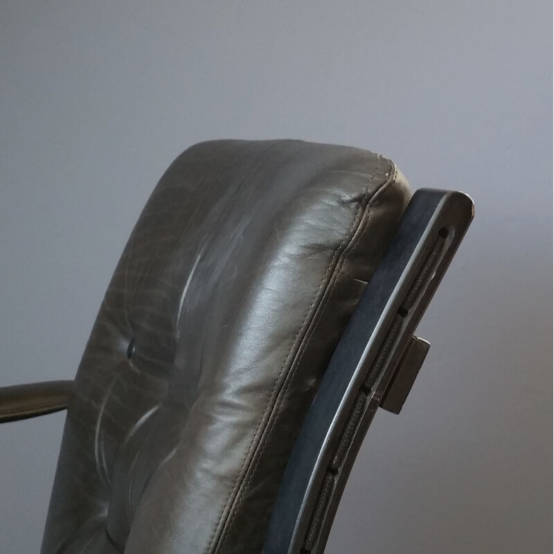 Vintage-Sessel Siesta für Westnofa aus schwarzem Leder und Buchenholz 1960