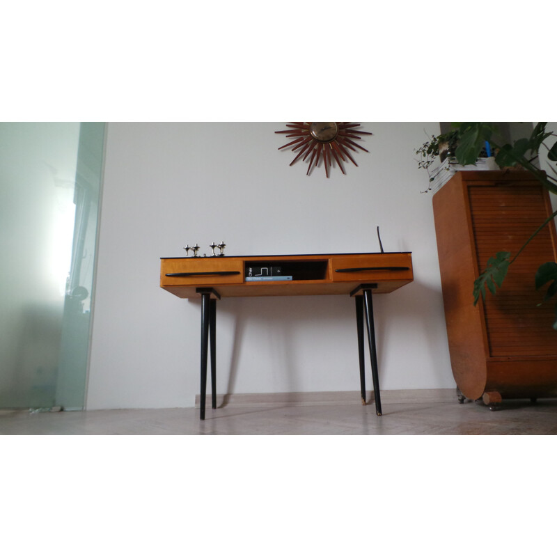 Vintage desk for UP Zavody in wood and glass 1960