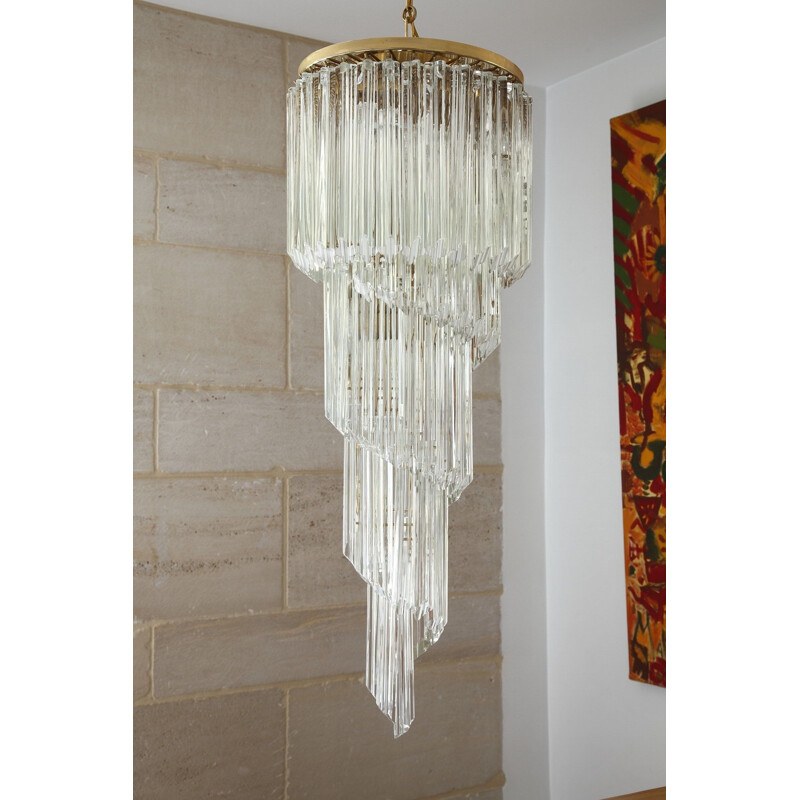 Vintage Cascade chandelier for Murano in metal and Murano glass 1970