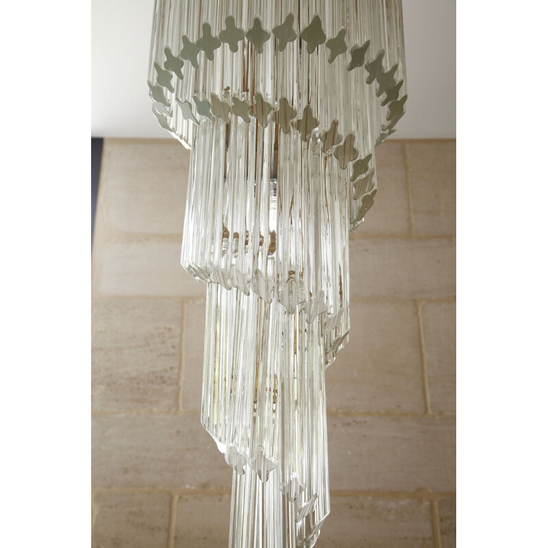 Vintage Cascade chandelier for Murano in metal and Murano glass 1970