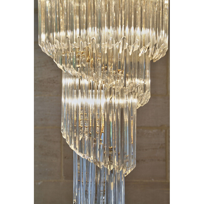 Vintage Cascade chandelier for Murano in metal and Murano glass 1970