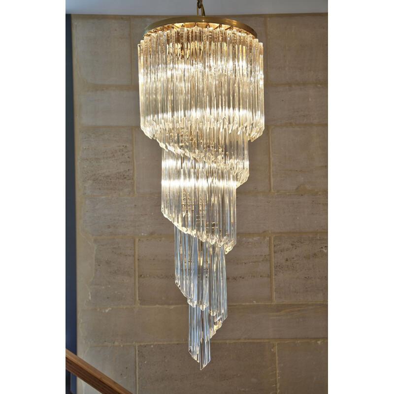 Vintage Cascade chandelier for Murano in metal and Murano glass 1970