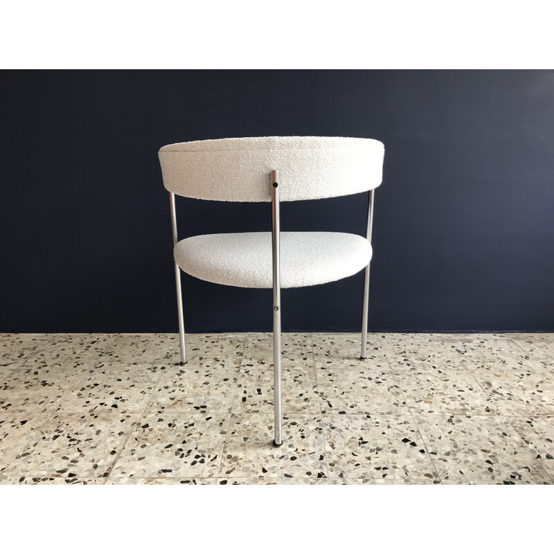 Vintage-Sessel für Idealheim aus weißem Stoff und Metall 1960