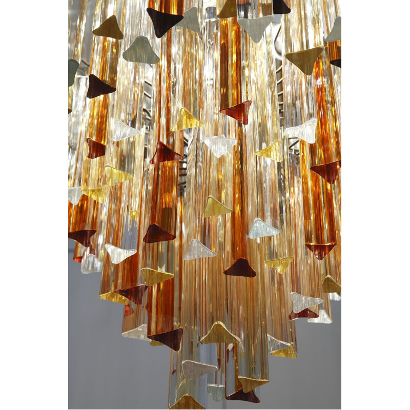 Vintage chandelier for Venini in Murano glass and metal 1970