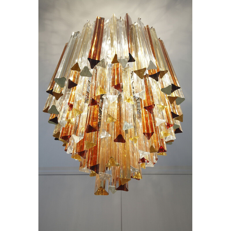 Vintage chandelier for Venini in Murano glass and metal 1970