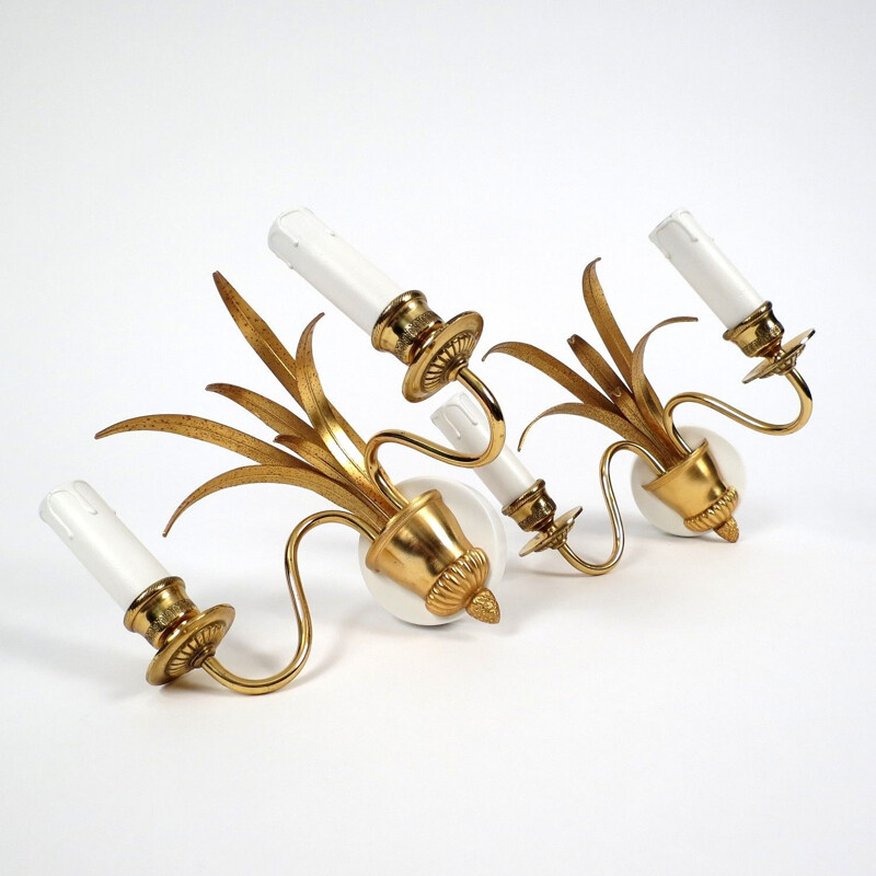 Set of 2 Belgian brass wall lights by Boulanger, 1970