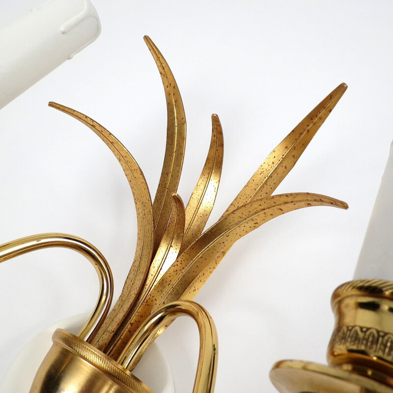 Set of 2 Belgian brass wall lights by Boulanger, 1970