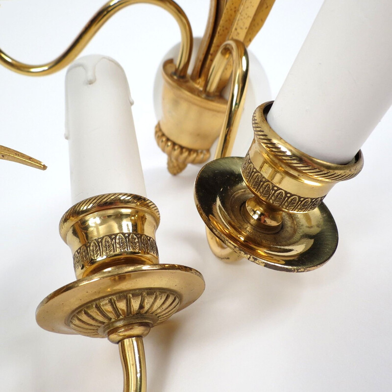 Set of 2 Belgian brass wall lights by Boulanger, 1970