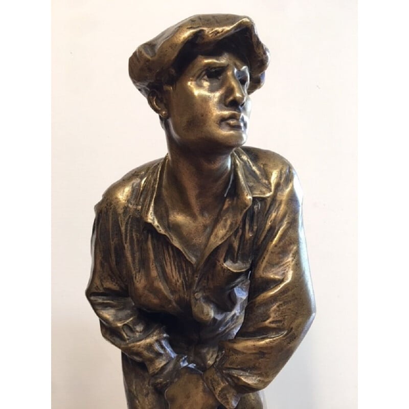 Grande Sculpture vintage en Bronze doré par  R.Delandre,1930