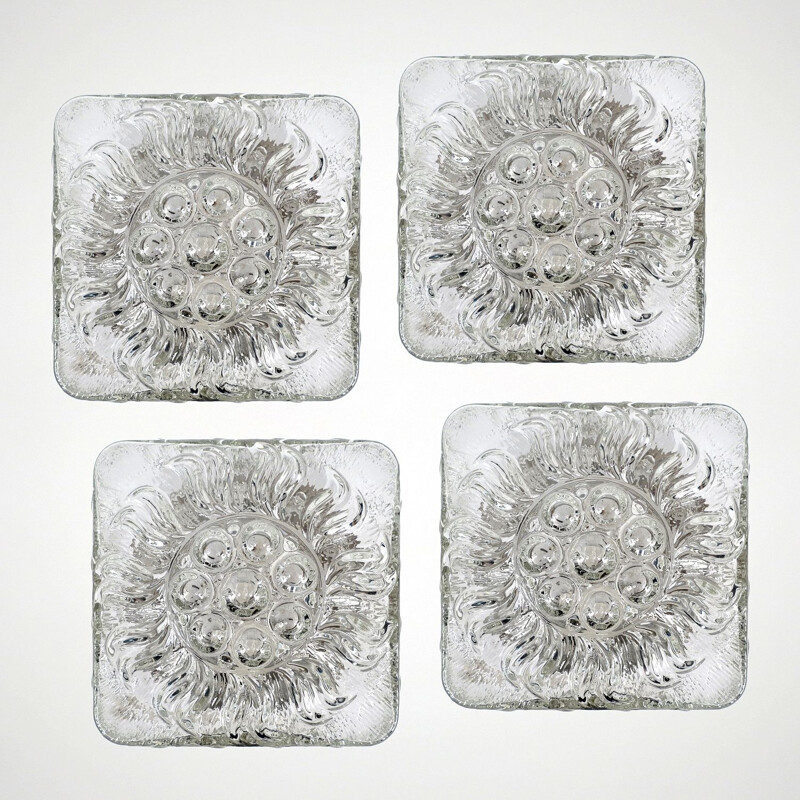 Ensemble de 4 appliques vintage en verre,1960