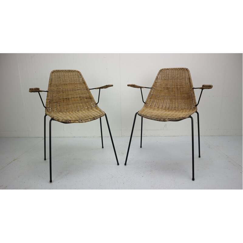Set of 2 vintage basket chairs by Swiss Gian Franco Legler