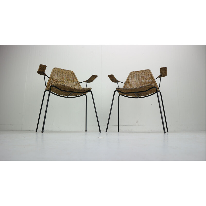 Set of 2 vintage basket chairs by Swiss Gian Franco Legler