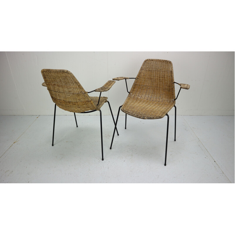 Set of 2 vintage basket chairs by Swiss Gian Franco Legler