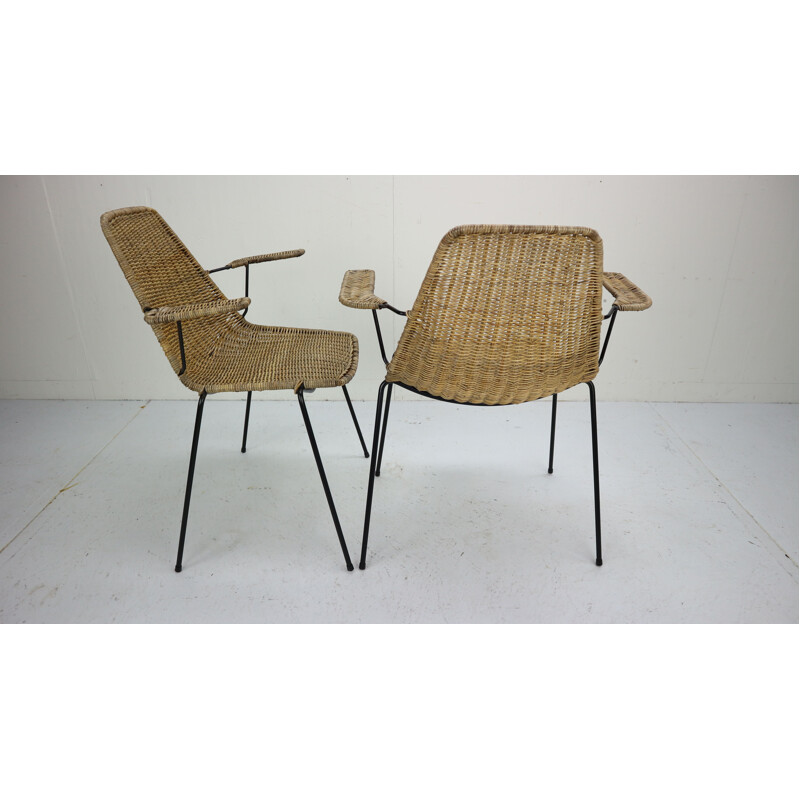 Set of 2 vintage basket chairs by Swiss Gian Franco Legler