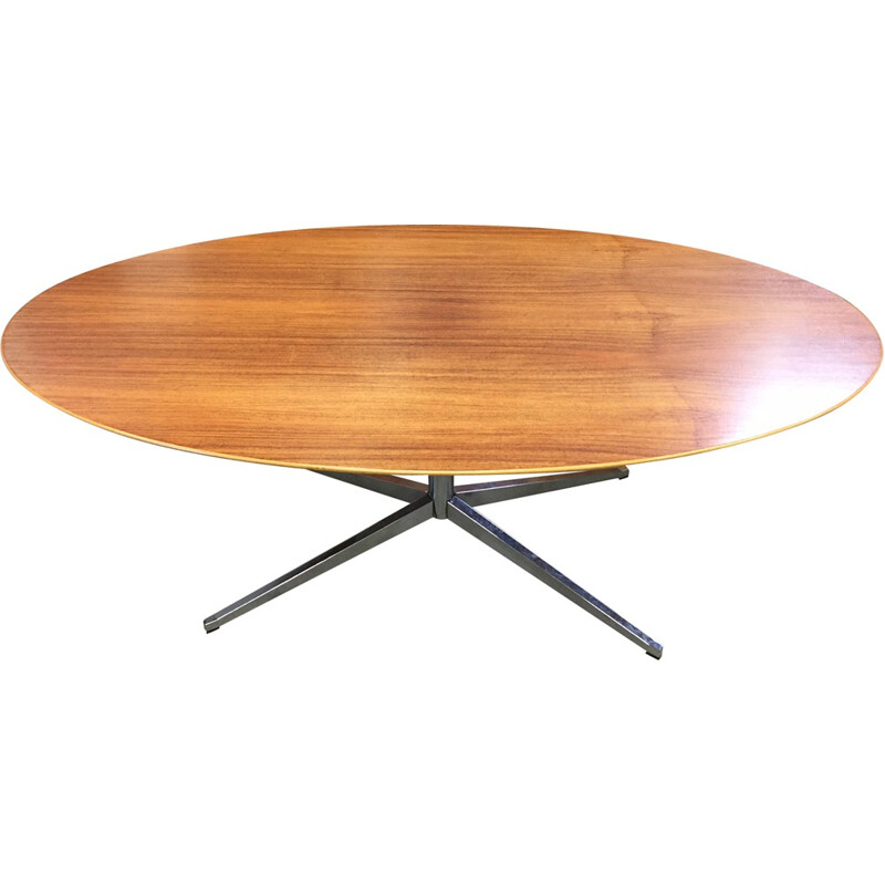 Oval table in walnut and chrome, Florence KNOLL - 1960s