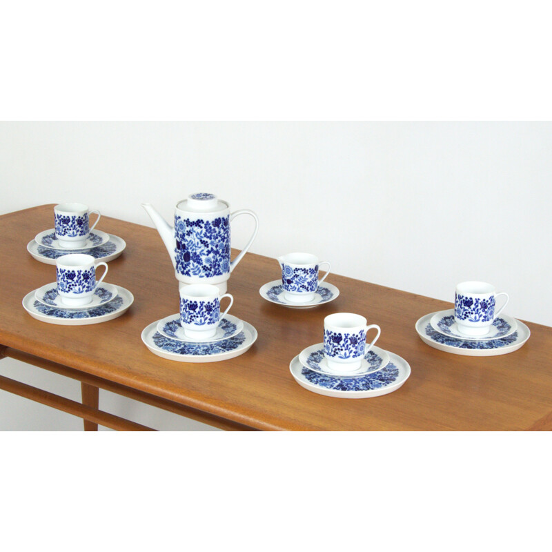 Vintage coffee set for Kahla in blue porcelain and ceramics 1960