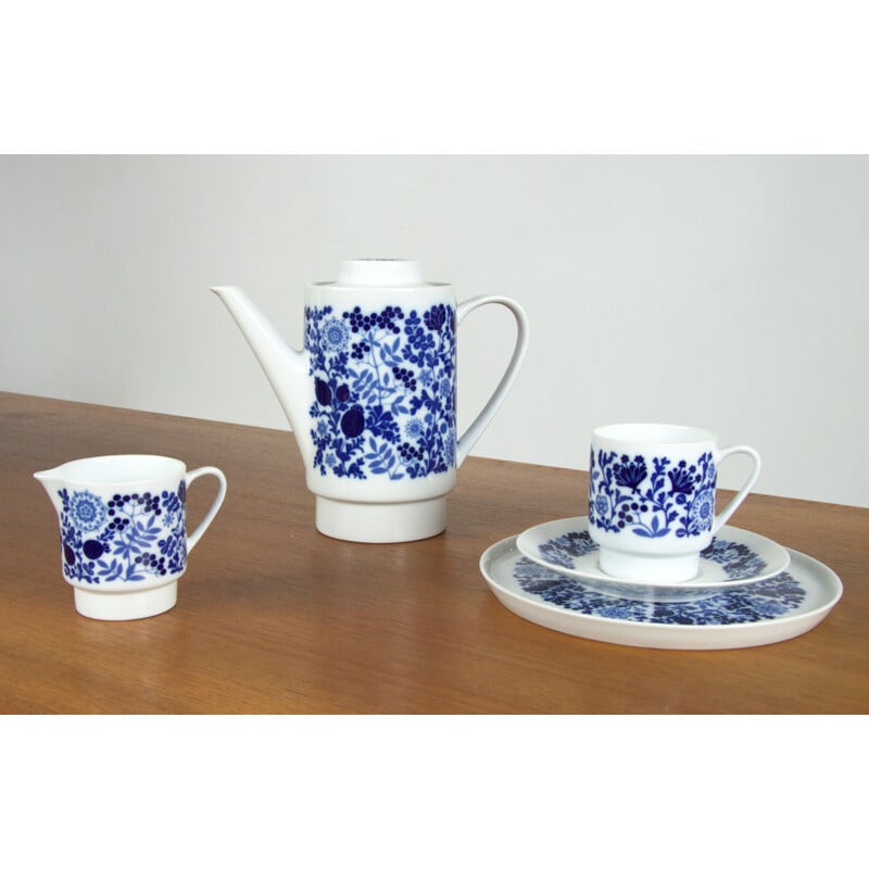 Ensemble à café vintage pour Kahla en porcelaine bleue et céramique 1960