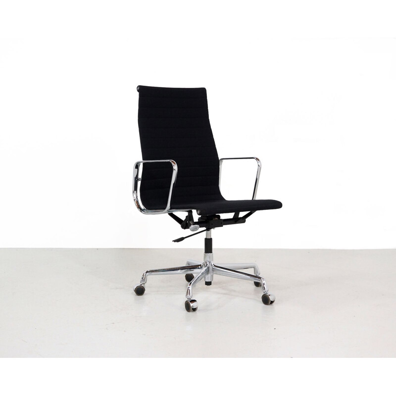 Vintage EA 119 office chair by Eames for Vitra in black fabric and aluminium 1990