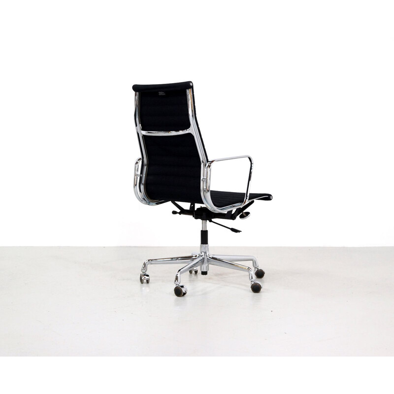 Vintage EA 119 office chair by Eames for Vitra in black fabric and aluminium 1990