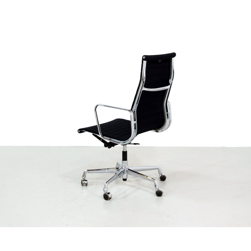 Vintage EA 119 office chair by Eames for Vitra in black fabric and aluminium 1990