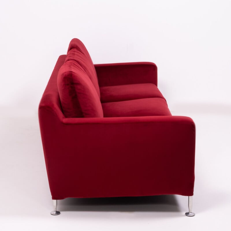 Vintage 3-seater sofa Harry red velvet by Antonio Citterio for B&B Italia 1995
