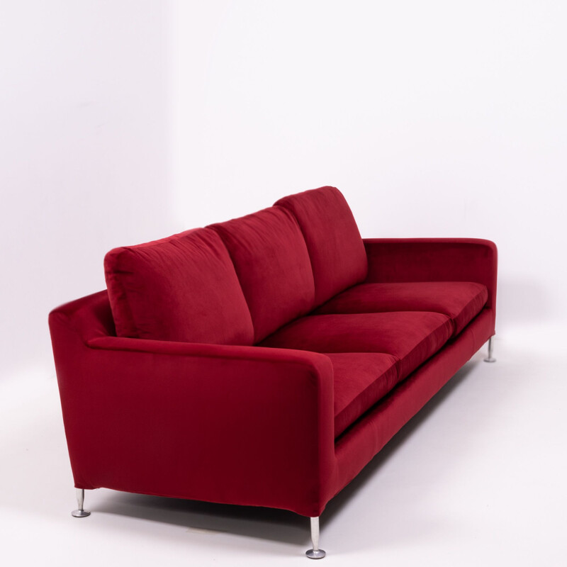 Vintage 3-seater sofa Harry red velvet by Antonio Citterio for B&B Italia 1995