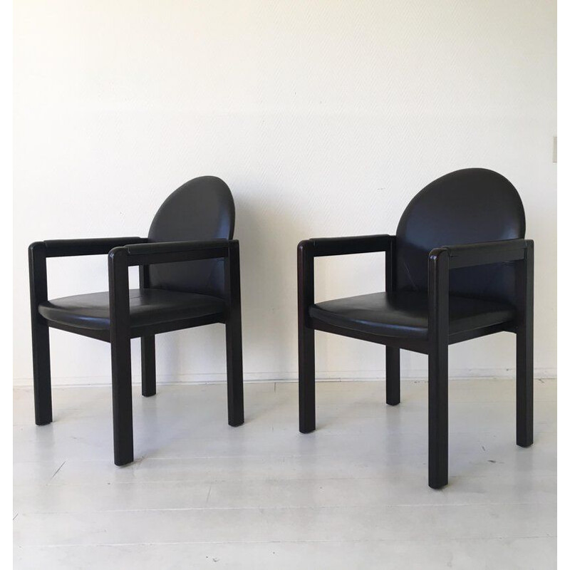 Vintage-Sessel aus schwarzem Leder und Holz von Bulo Belgien aus den 1980er Jahren
