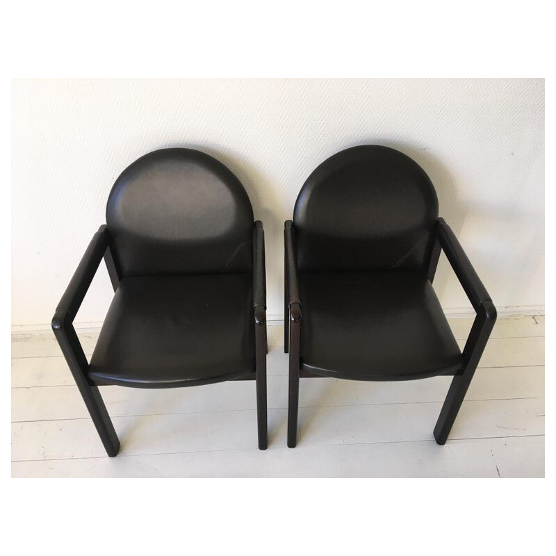 Vintage-Sessel aus schwarzem Leder und Holz von Bulo Belgien aus den 1980er Jahren