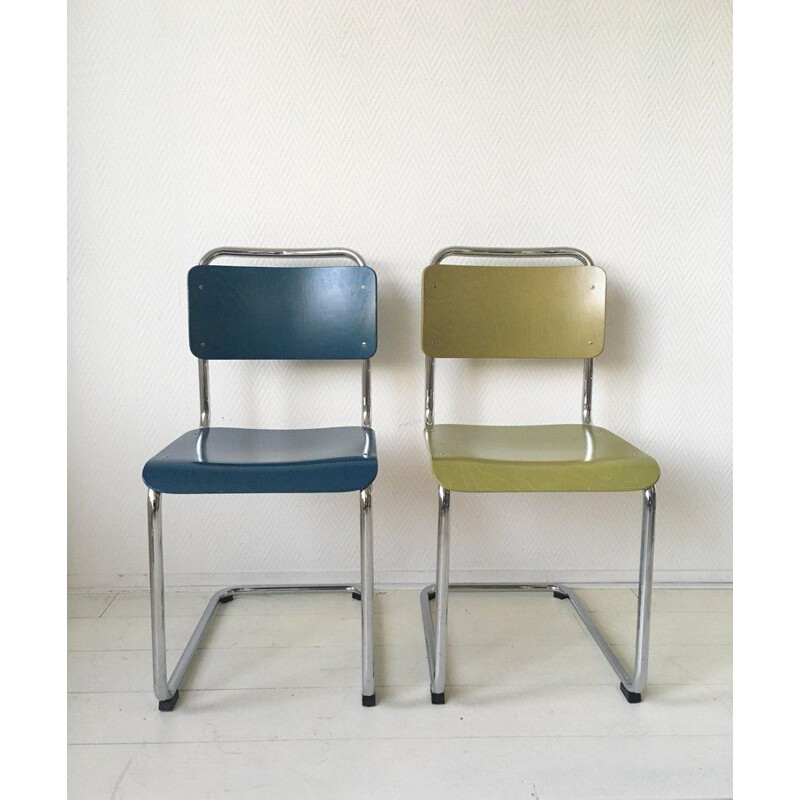 Set of 4 vintage dining chairs by W.H. Gispen Model 101 Gebroeders van der Stroom 2004