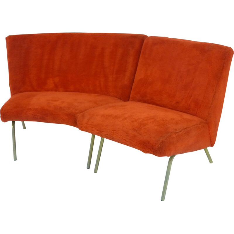 Steiner corner sofa in fabric and metal, Joseph André MOTTE - 1950s