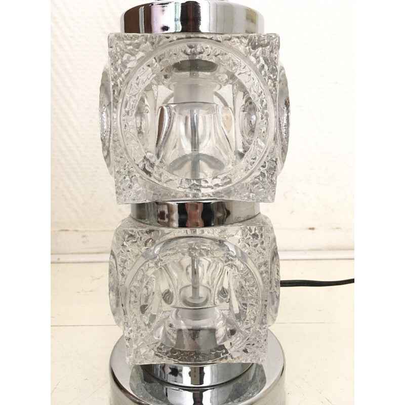 Lampe vintage en cube de verre empilés