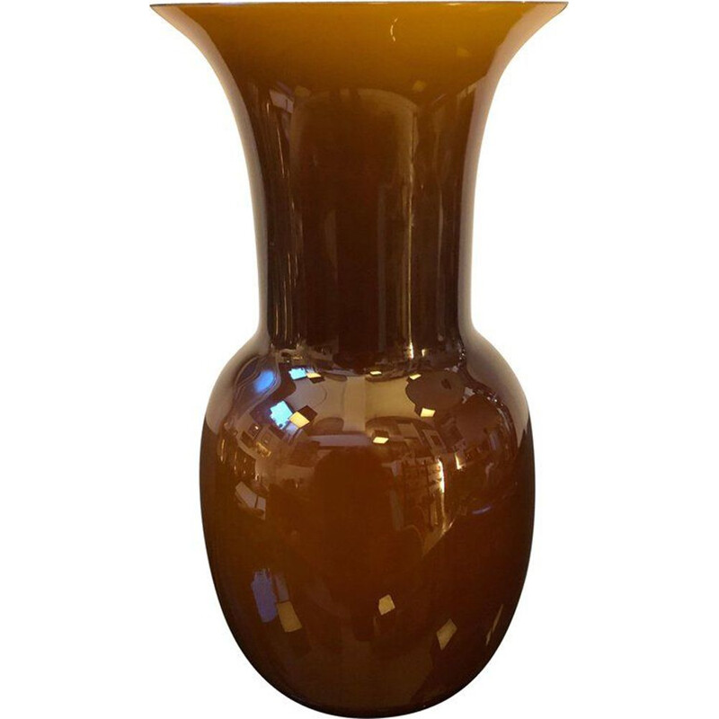 Vase marron vintage en verre de Murano