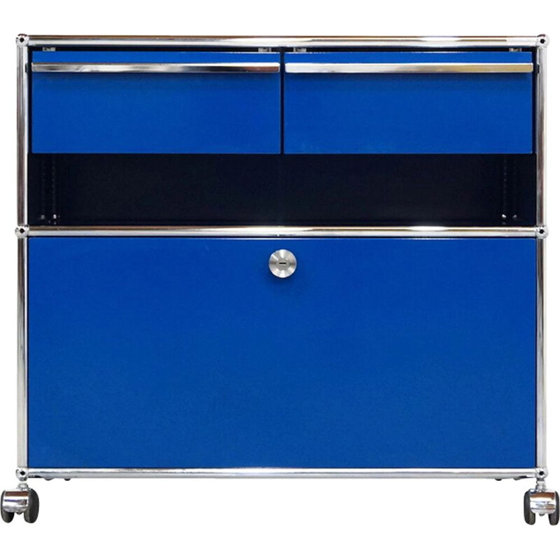 Vintage blue cabinet in metal by UMS Haller