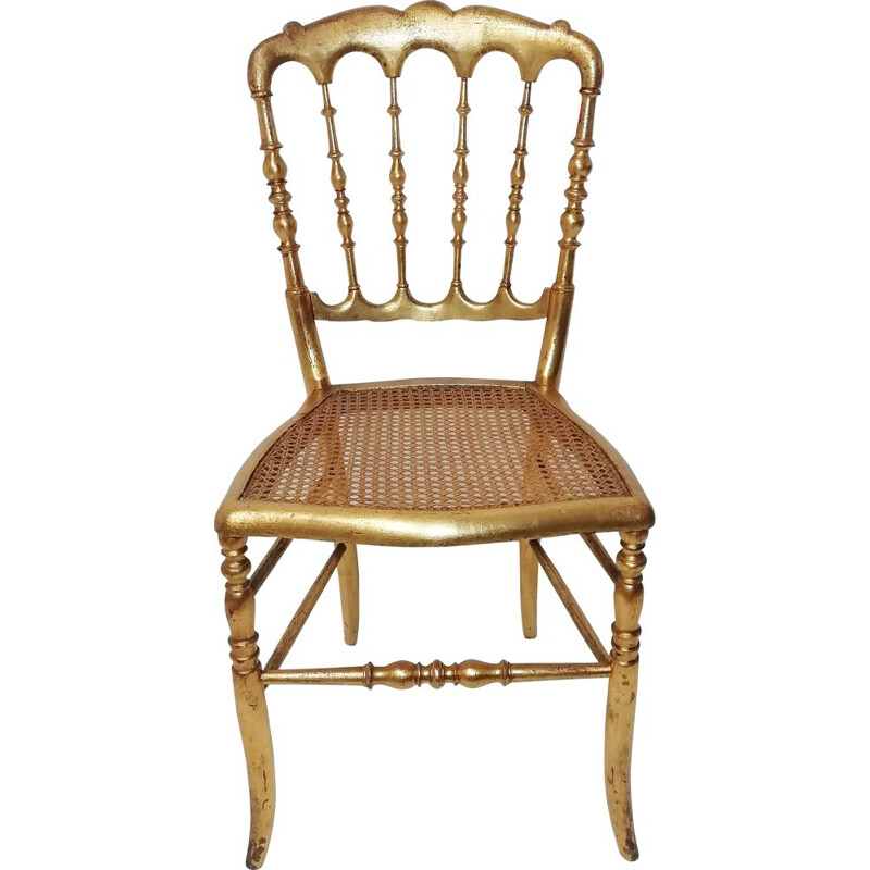 Vintage Napoleón chair in gilded wood 1980s