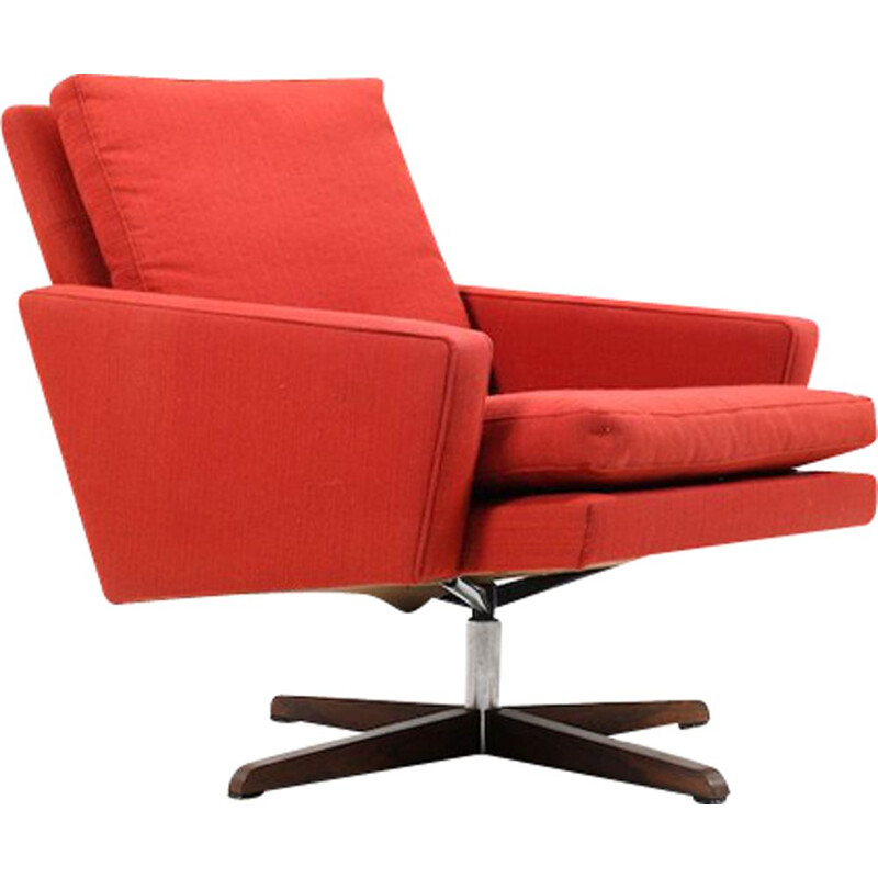 Vintage red  swivel armchair 1960