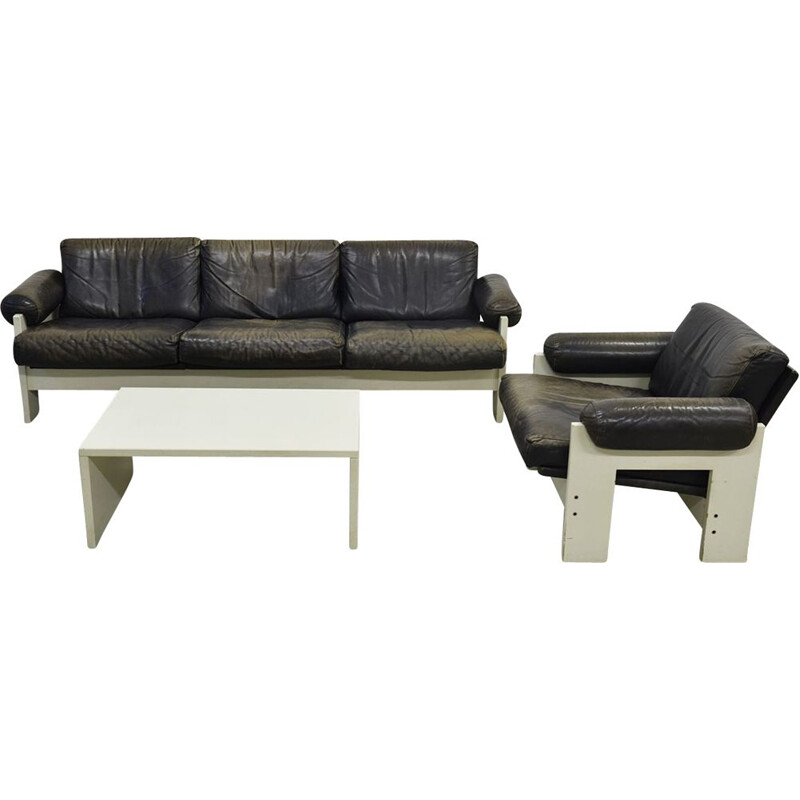 Vintage lounge set for ’t Spectrum in black leather 1960