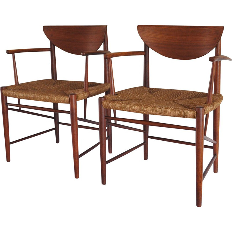 Pair of vintage armchairs model 317 for Søborg in teakwood 1950