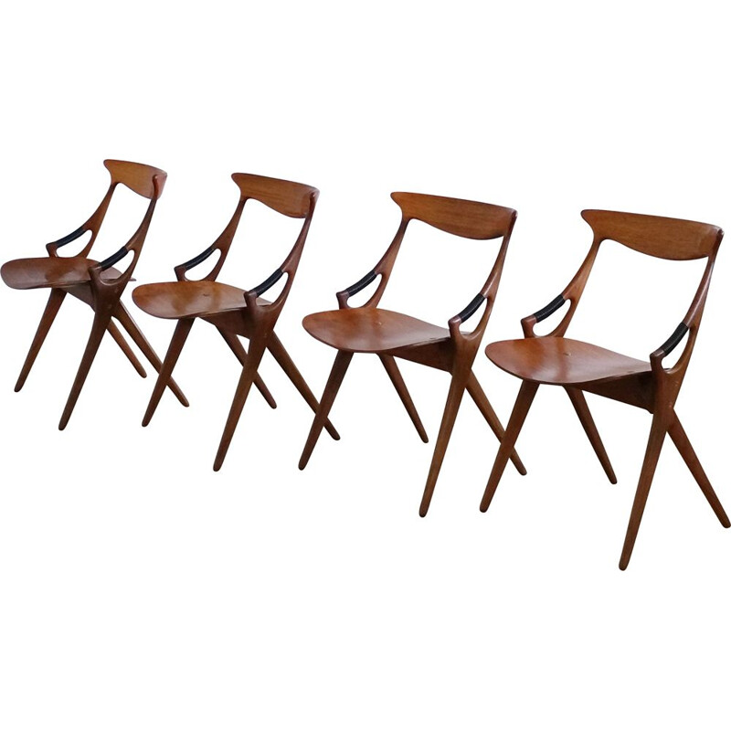 Ensemble de 4 chaises vintage en teck modèle 71 par Arne Hovmand Olsen pour Mogens Kold Danemark années 1950