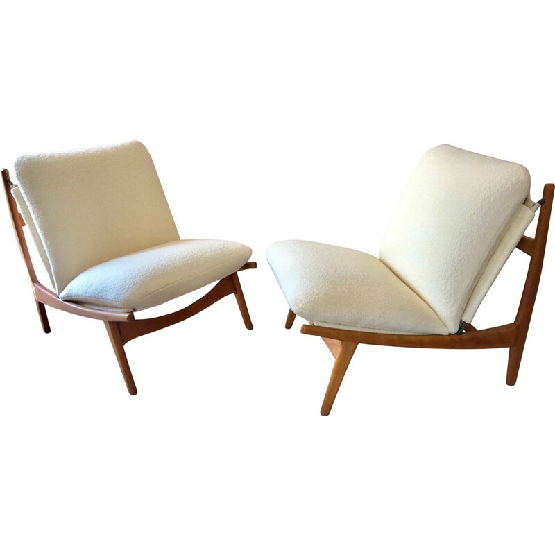 Pair of vintage low chairs 790 by Joseph Andre Motte for Steiner 1960