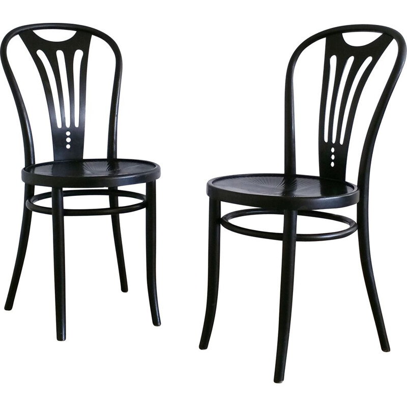 Set of 2 vintage dining chairs black from ZPM Radomsko, 1960s