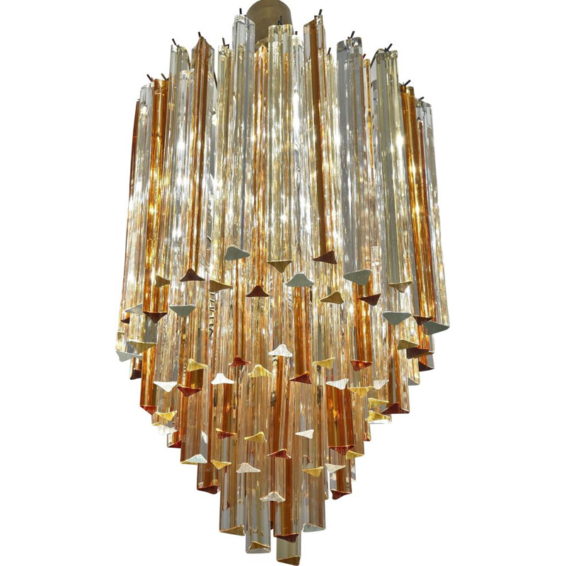 Vintage chandelier for Venini in Murano glass and metal 1970