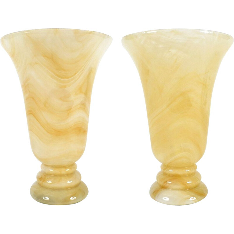 Ensemble de 2 lampes vintage italiennes en verre 1970