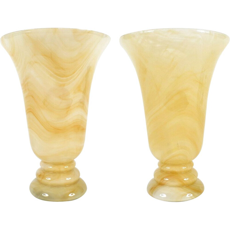 Set of 2 vintage italian glass table lamps 1970