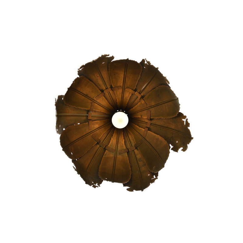 Brutalist pendant lamp in copper by Svend Aage Holm Sørensen