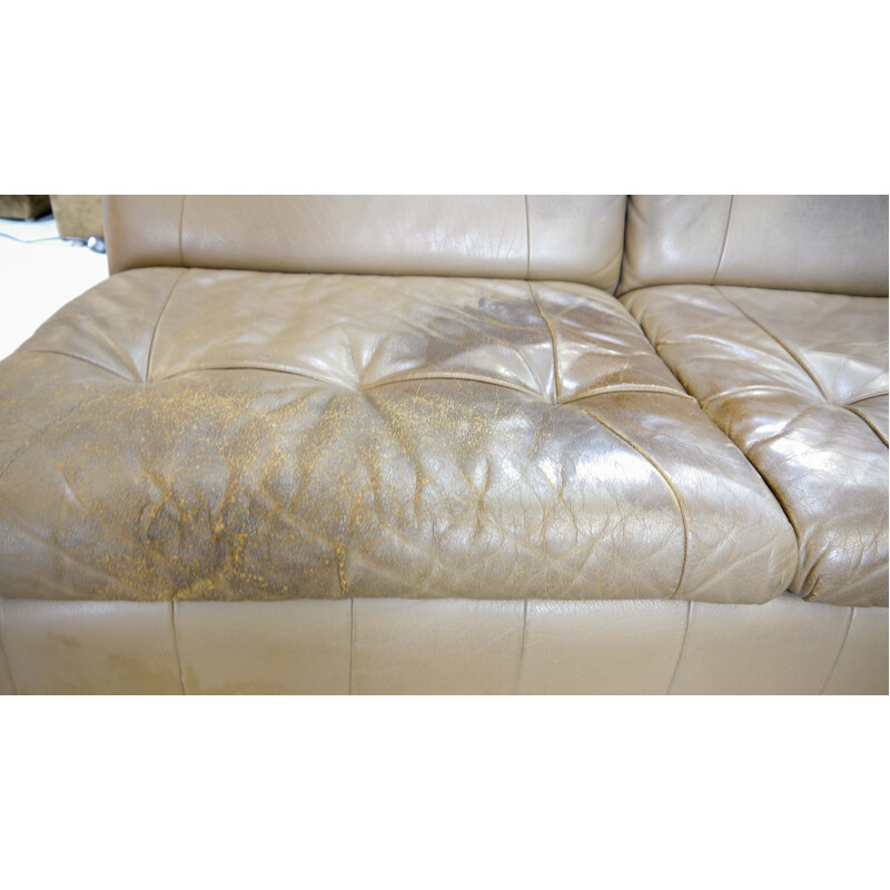 Vintage modular sofa in grey-brown leather