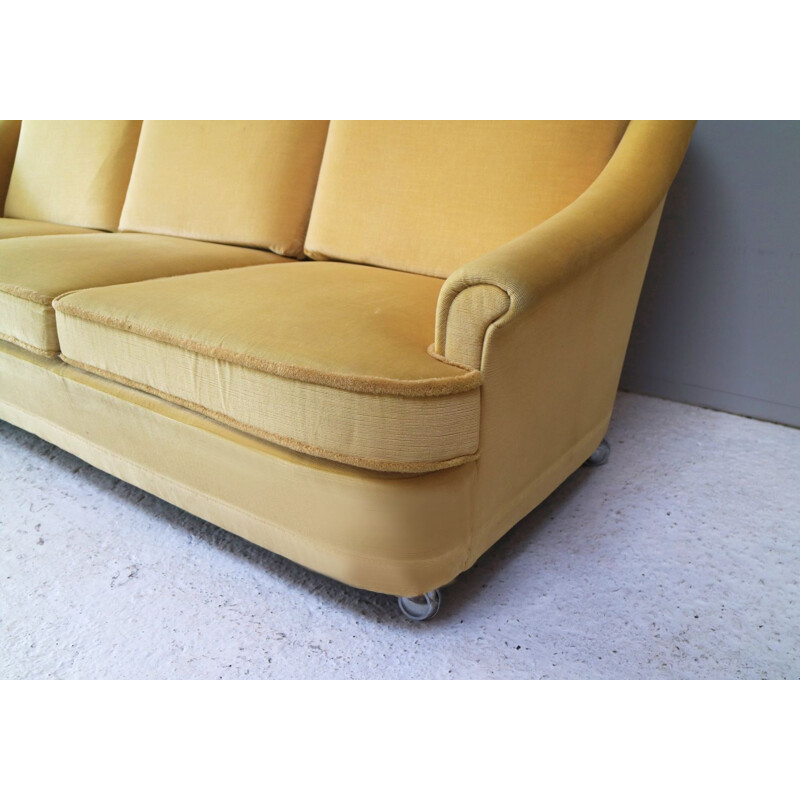 Vintage Danish 1960 sofa in yellow velour