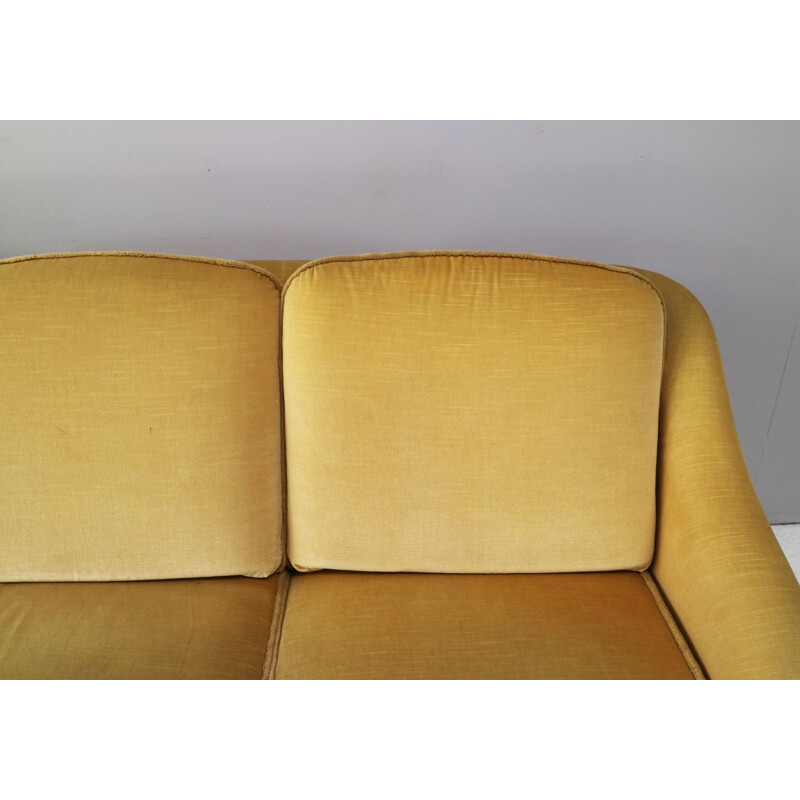 Vintage Danish 1960 sofa in yellow velour