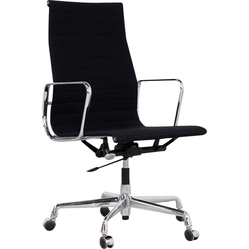 Vintage EA 119 office chair by Eames for Vitra in black fabric and aluminium 1990